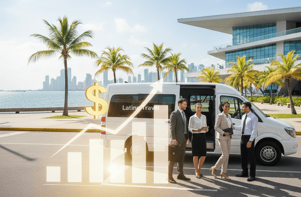 Empresarios exitosos en Panamá frente al centro de convenciones