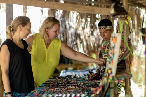 medium-Artisans at Emberá Purú Biakirú village, Chagres river. Panamá Province