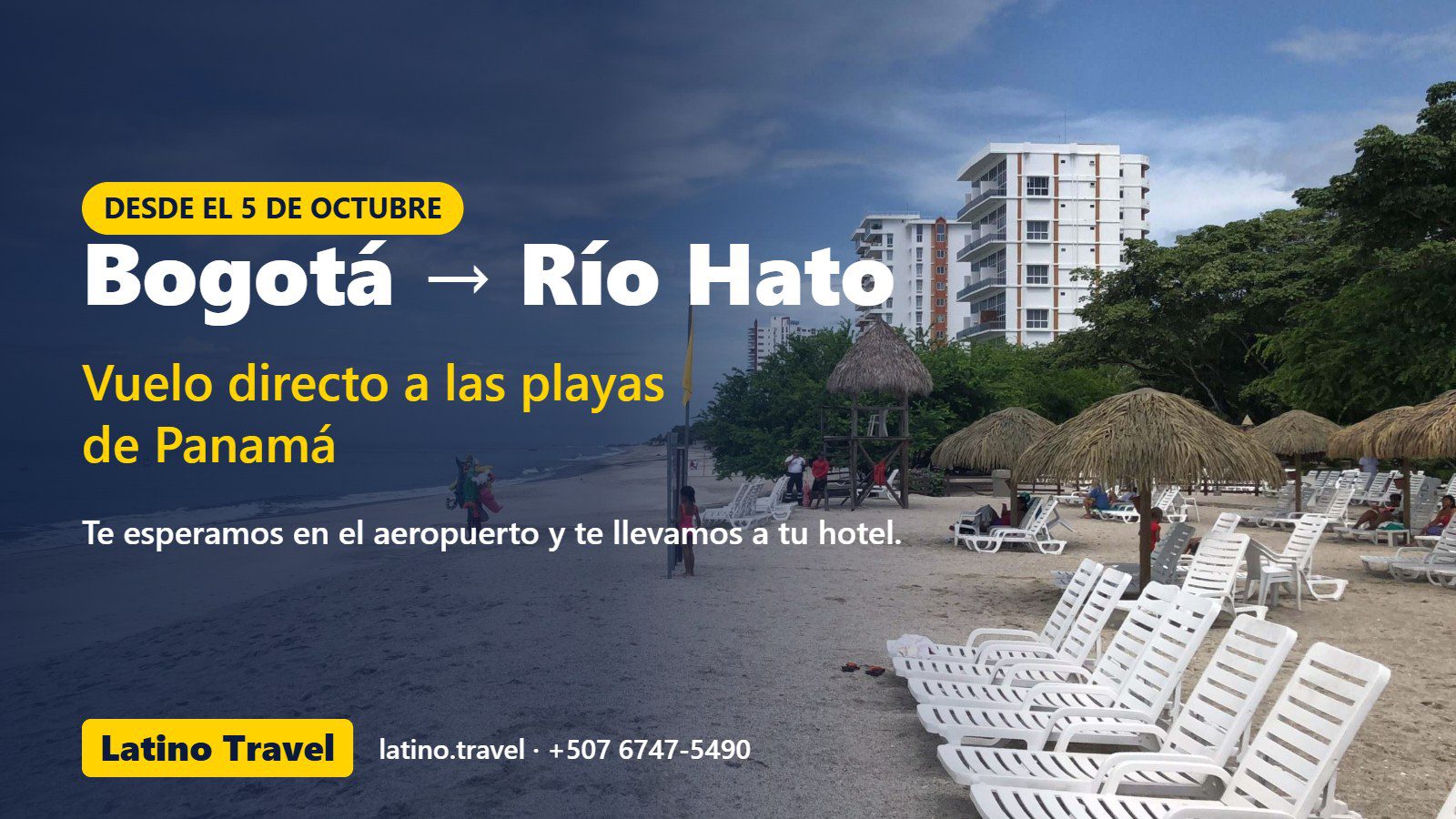 Vuelo directo Bogotá–Río Hato: playa de Farallón en la Riviera Pacífica de Panamá